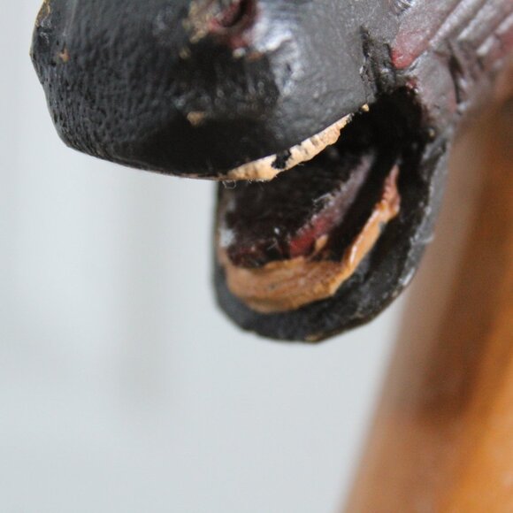 Antique 17.5"Tall x 16" Wood & Cast Iron Leather Saddle Horse Trike - Picture 12 of 16